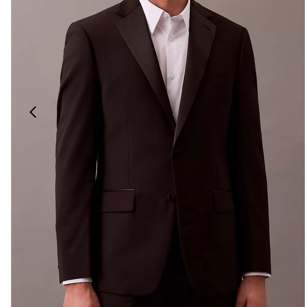 Calvin Klein Slim Fit Infinite Stretch Black Tuxedo Jacket Wool Blend 42S 0809